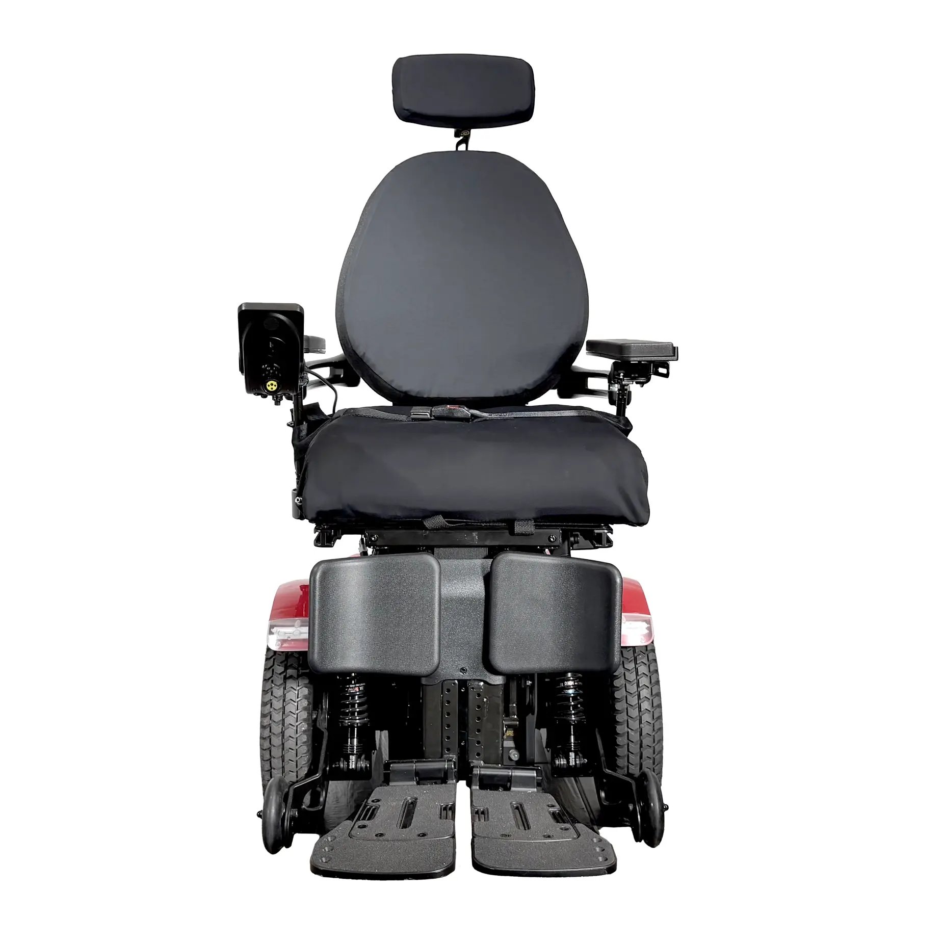 The Merits power wheelchair AXCEL Narrow front view.