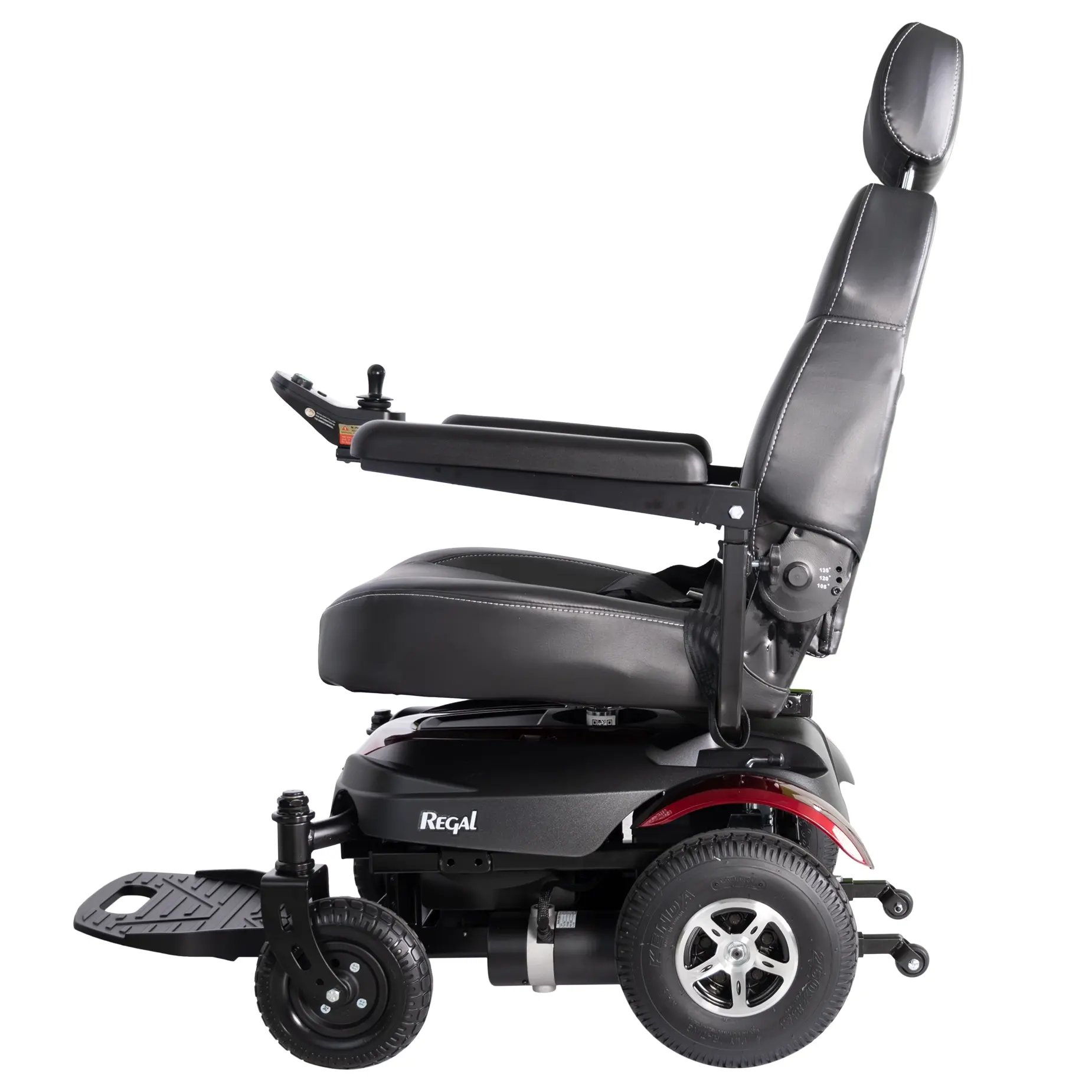 The Merits power wheelchair Regal left profile view.