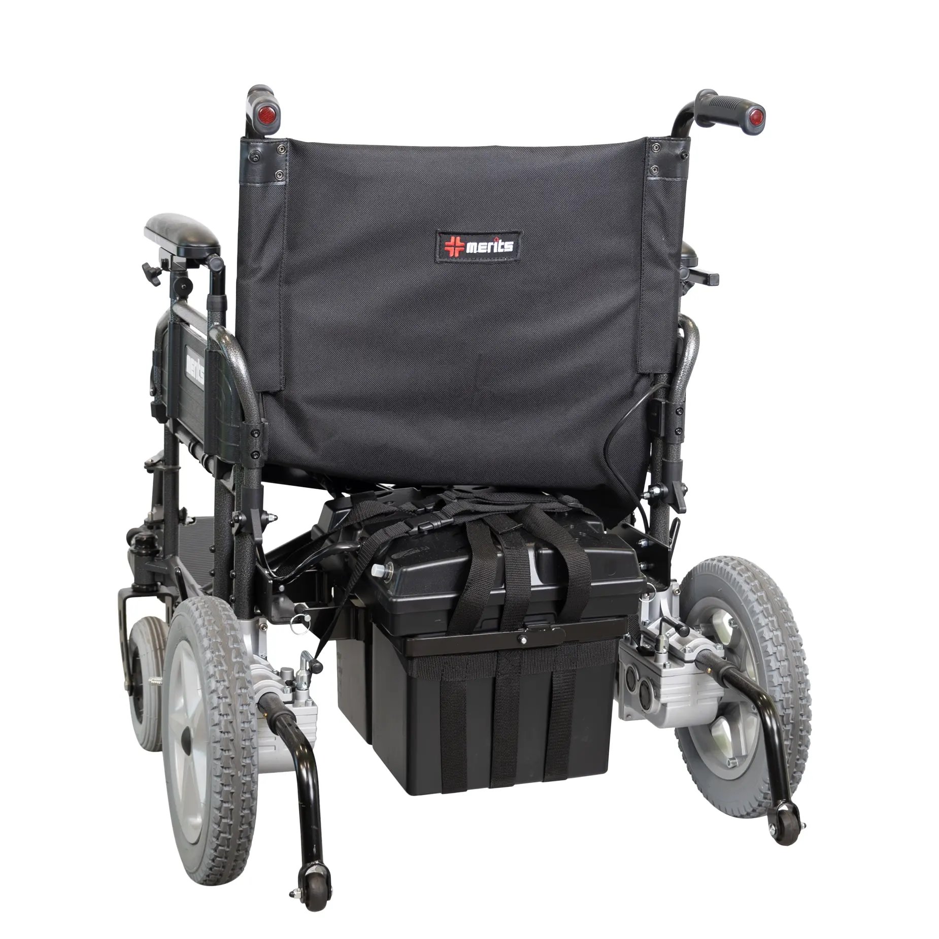 The Merits power wheelchair Travel Ease HD back view.