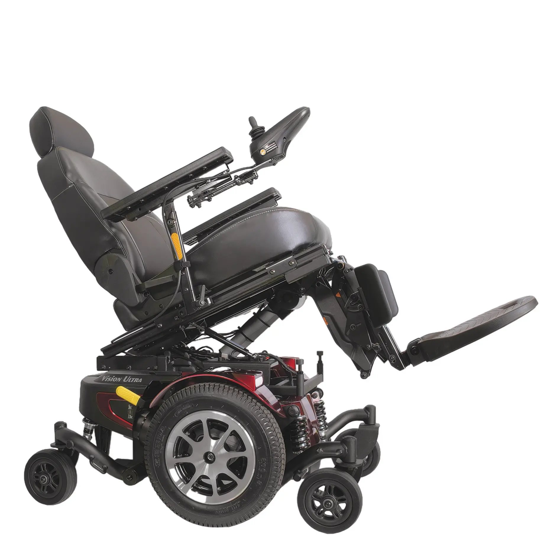 The Merits power wheelchair Ultra CST right profile tilt view.