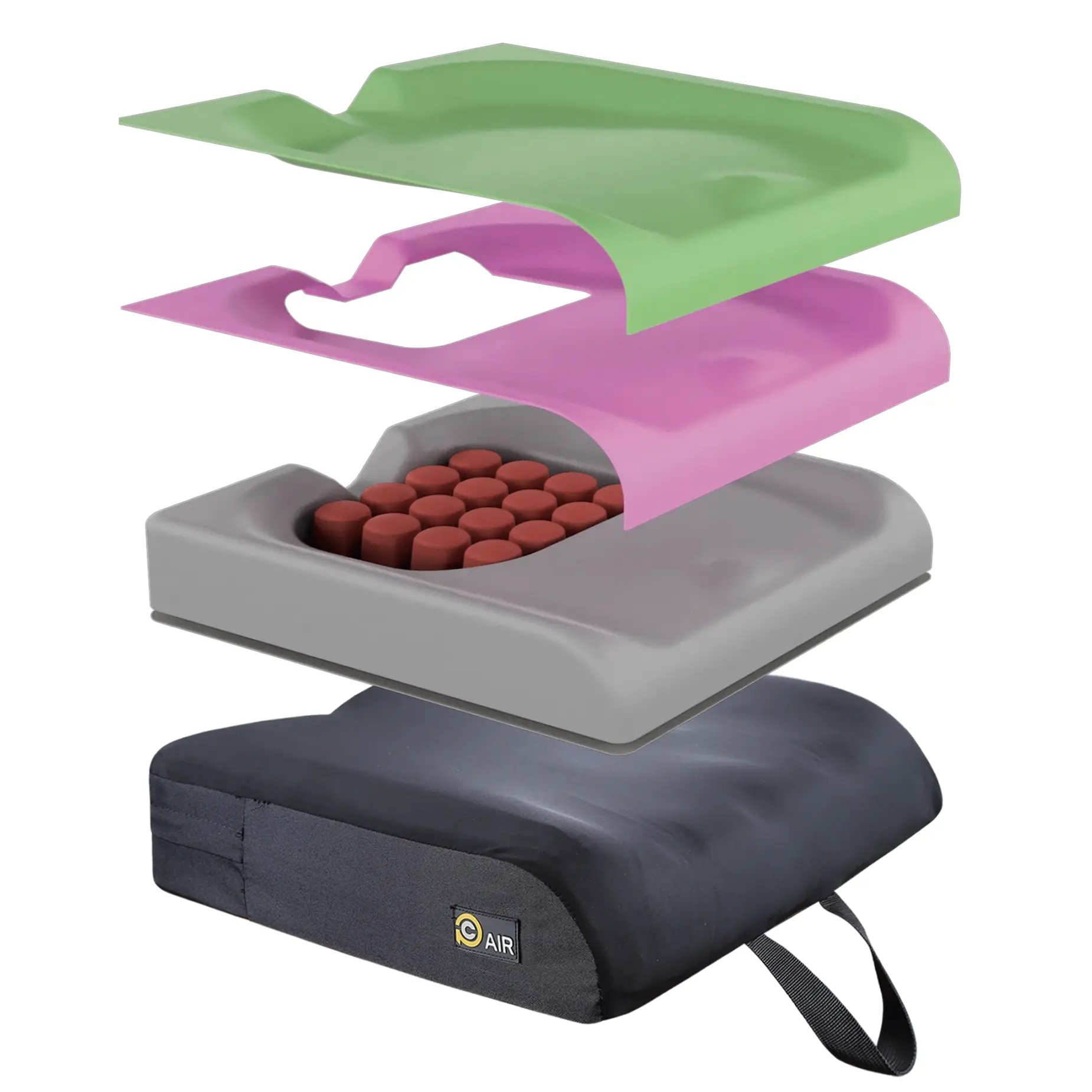 The PC cushion Air+ features a manually adjustable air bladder.