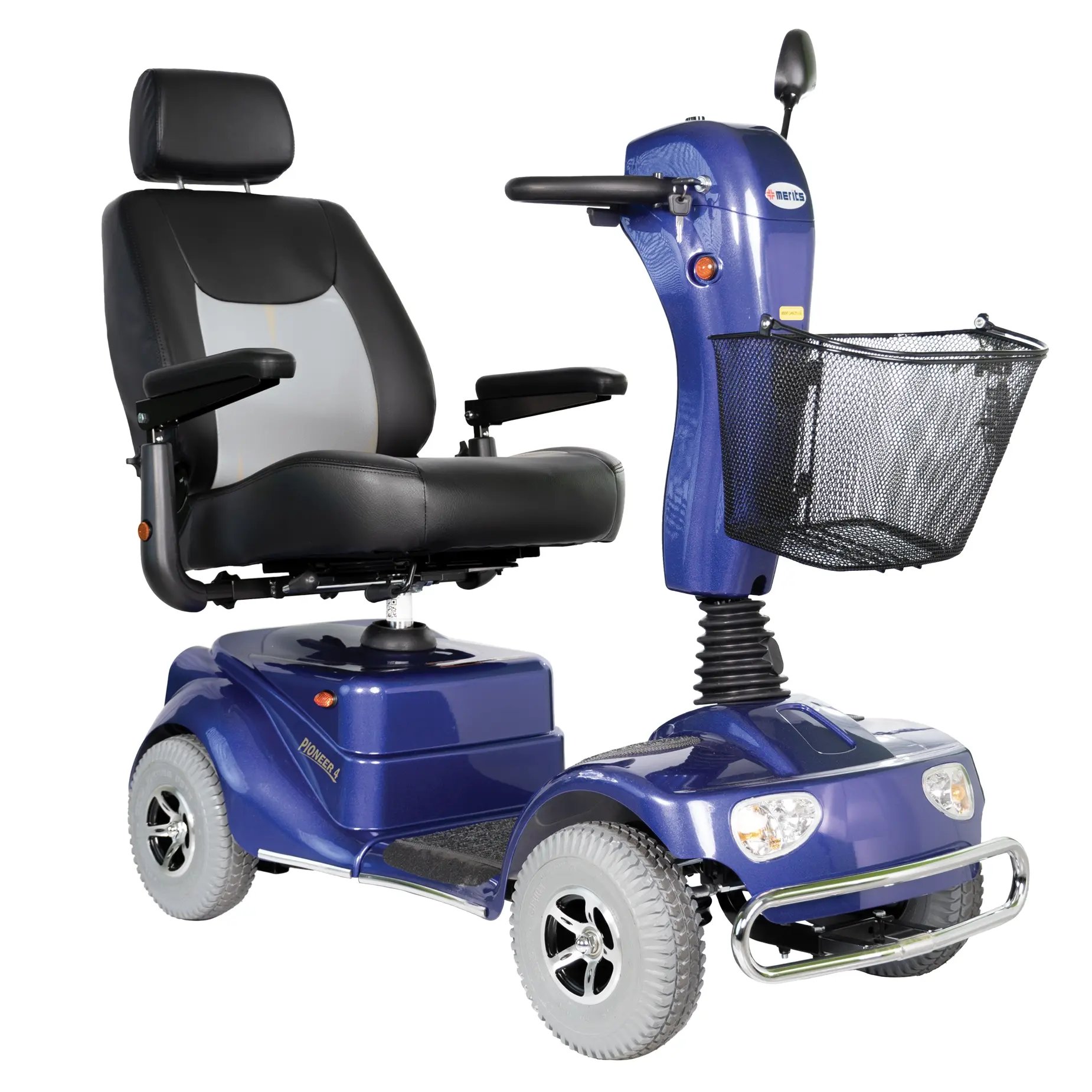 The Merits Group 2: Power Mobility scooter Pioneer 4 is a sturdy 4-wheel scooter designed for confidence and comfort.