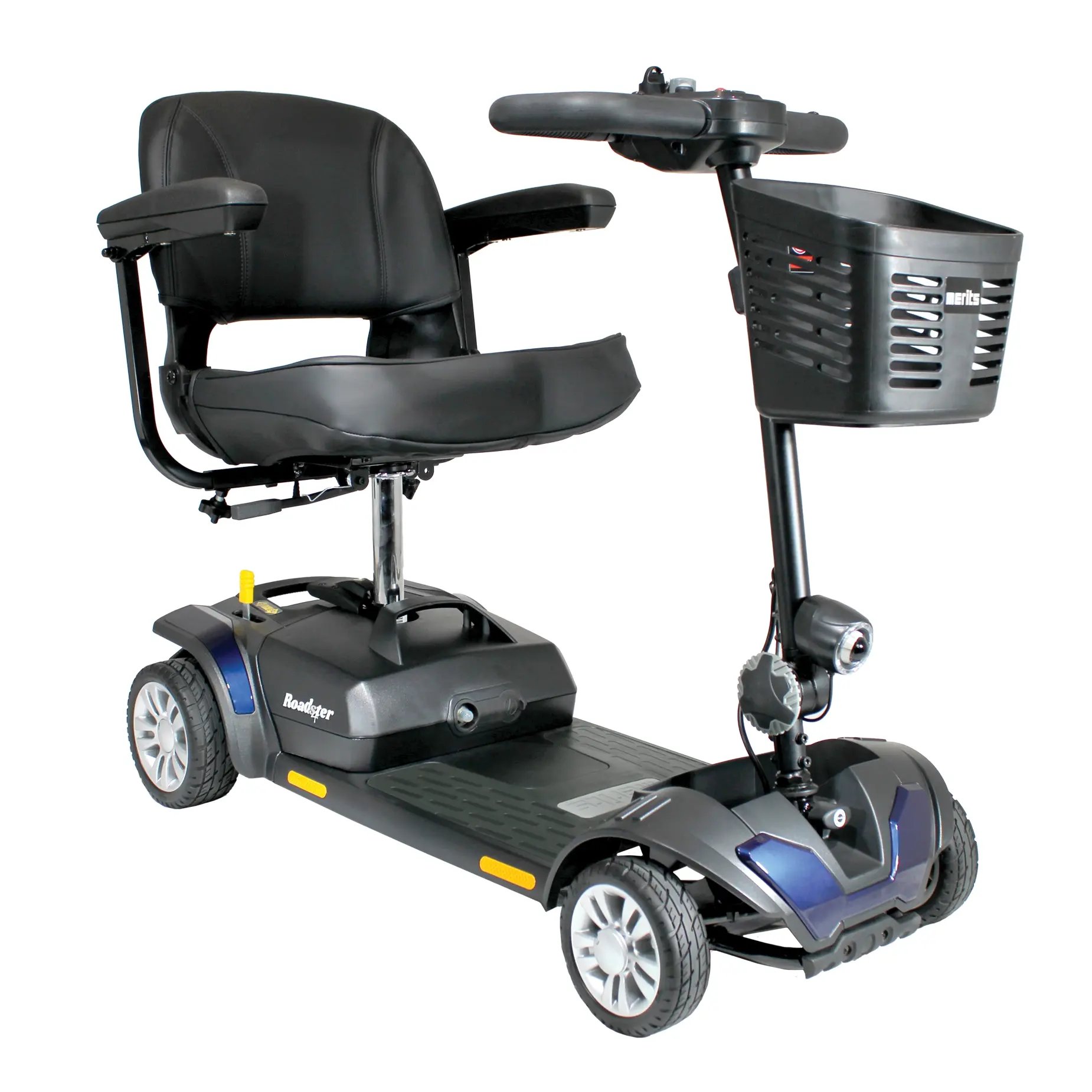 The Merits scooter Roadster S4 is a stylish, budget-friendly 4-wheel travel scooter designed for stability, comfort, and convenience.
