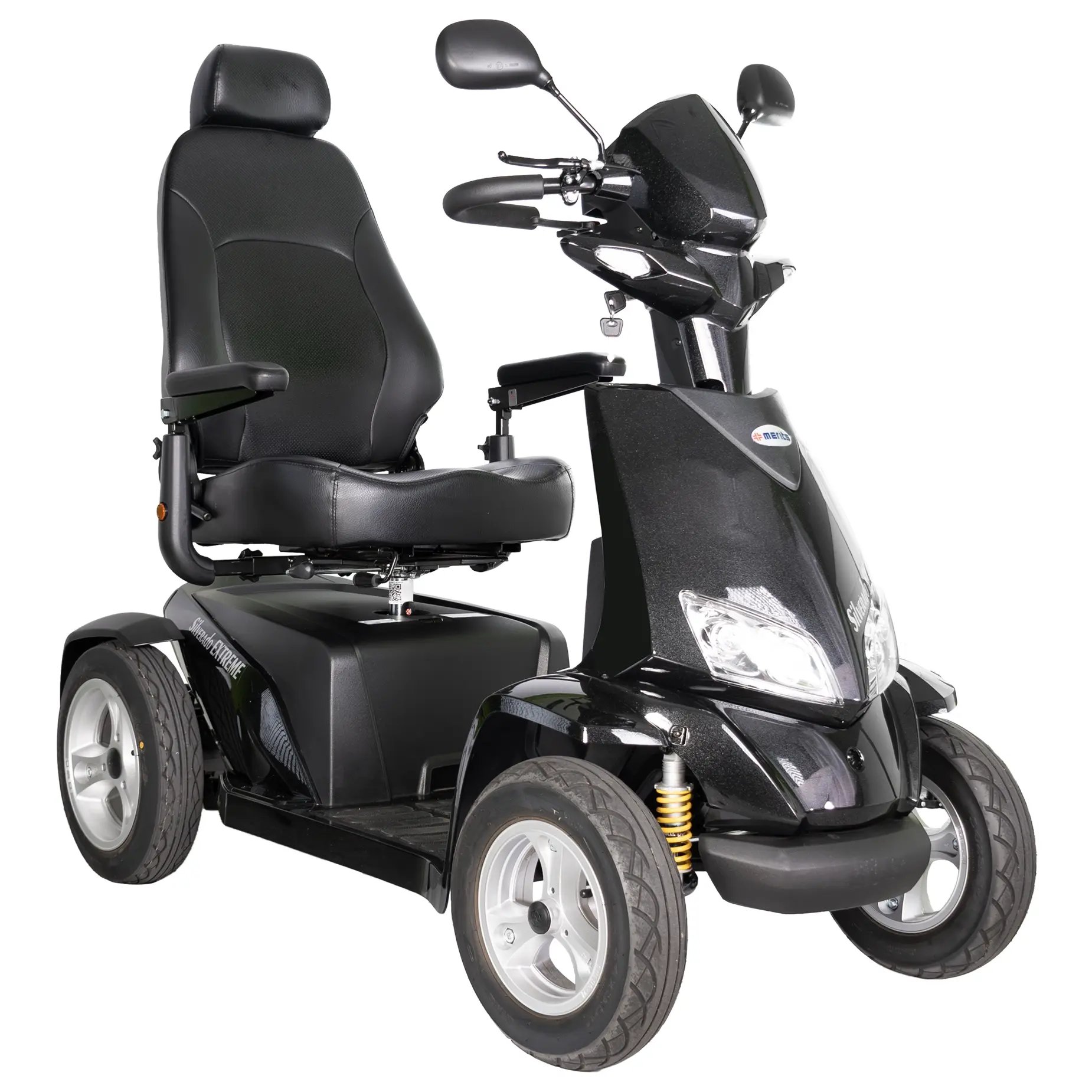 The Merits scooter Silverado Extreme is a premium heavy-duty 4-wheel scooter engineered for exceptional outdoor performance.